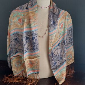 Silk Scarf Luxurious Shoulder Wrap Festival Shawl Boho Pashmina